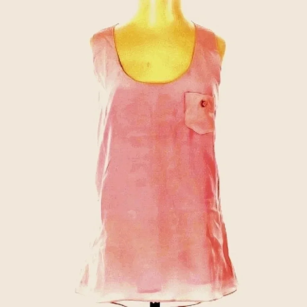 Leona by Lauren Leonard pink 100% silk top with cutout back Size Small